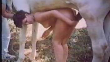Petite mature woman banged by equine and spouse in rough exterior adult film