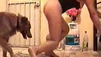 Curvy ass amateur slut shares passionate moments with her dog