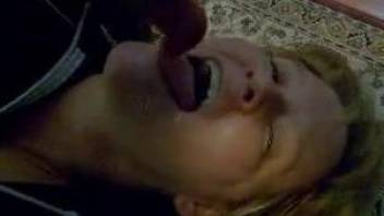 Mature chokes with dog inches in scenes of oral zoophilia
