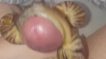 Snails covering this dude's entire cock in a POV video